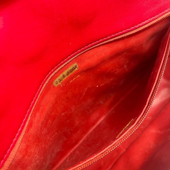 RARE CHANEL CC 24K Vintage Jumbo Envelope Flap Bag Lambskin Timeless Red Purse - Picture 13 of 16